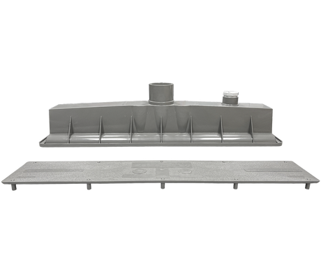 Light gray AVSC single standard top channel drain with raised outlet and flat cover plate for Pentair in-floor pool system