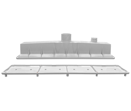 White AVSC single pebble top channel drain assembly with cover and outlet fittings