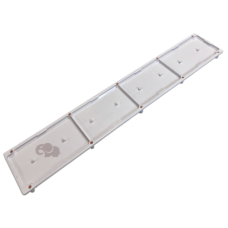 White rectangular dual pebble top channel drain cover with mounting holes