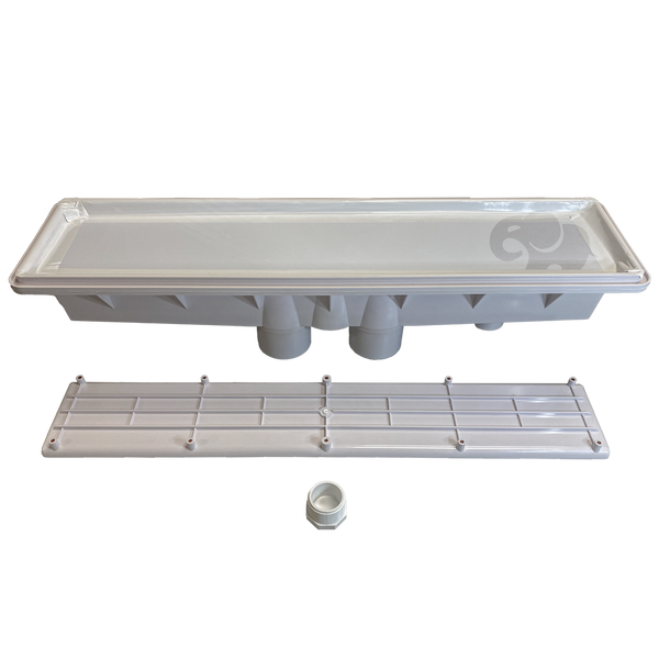 AVSC Dual Pebble Top Channel Drain White - Pentair In-Floor