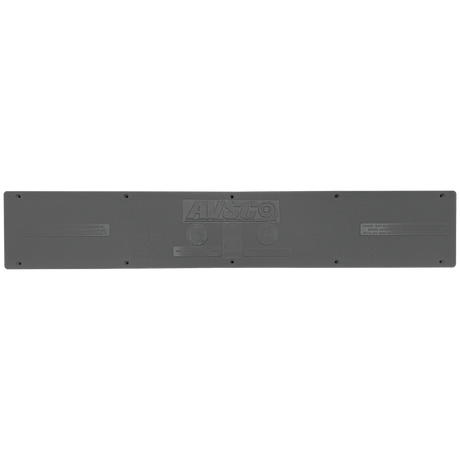 Gray AVSC standard top cover for Pentair in-floor pool system, long rectangular replacement panel with embossed AVSC logo