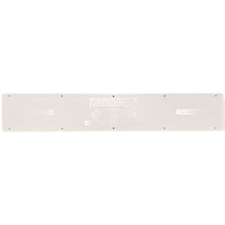 White rectangular Pentair AVSC standard drain top cover with embossed AVSC logo and mounting holes