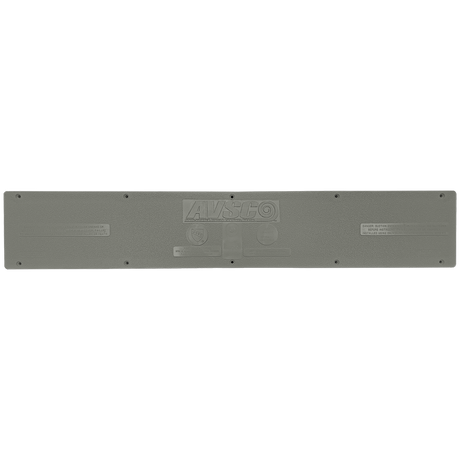 Light gray AVSC standard in-floor drain top cover with embossed Pentair logo and mounting holes