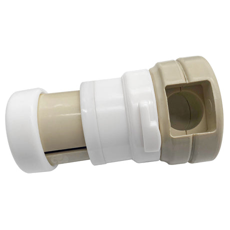 Light cream Caretaker 99 bayonet in-floor pool cleaning head with white fittings