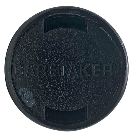 Black Caretaker threaded in-floor pool cleaning head cover viewed from above