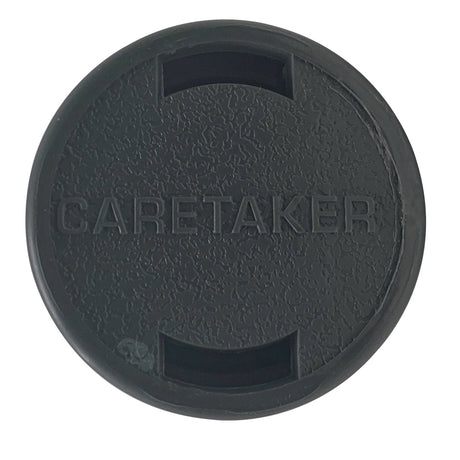 Charcoal gray Caretaker 99 threaded in-floor pool cleaning head with round textured face and molded logo