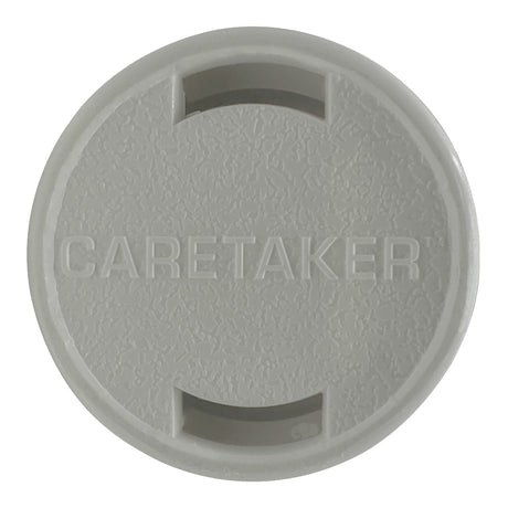 Bright white Caretaker 99 threaded in-floor pool cleaning head with embossed Caretaker logo