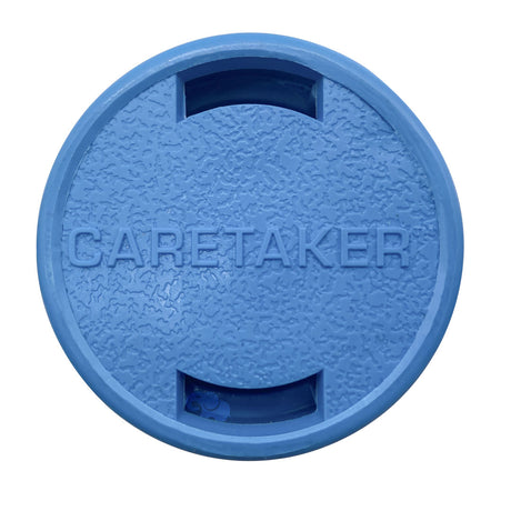 Blue Caretaker 99 Bayonet in-floor pool cleaning head cover on white background