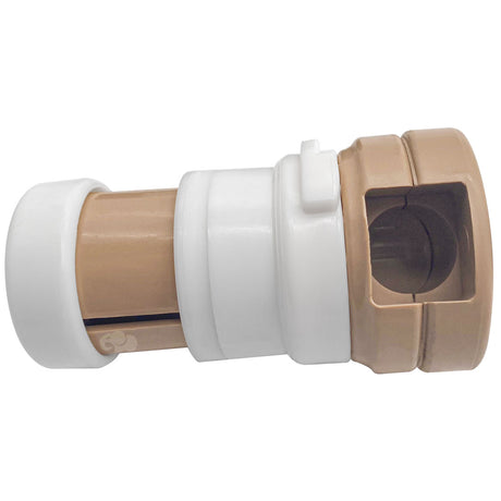 Tan and white Caretaker 99 Bayonet in-floor pool cleaning head close-up