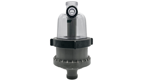 Multicyclone 16 pre-filter with clear dome housing and black base for pool filtration systems