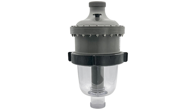 Waterco MultiCyclone 16 Pro upright view, bolted upper body and clear lower sediment chamber