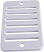 White rectangular compact deck drain grate with slotted openings and mounting holes.