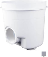 Gray sump drain with side threaded port and bottom outlet.