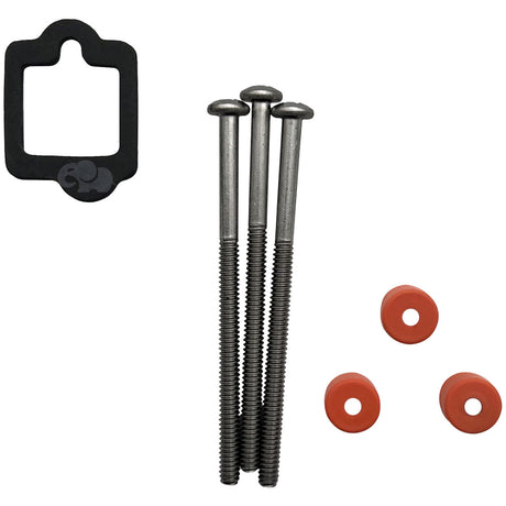 Replacement motor mounting hardware kit with gasket, bolts, and washers