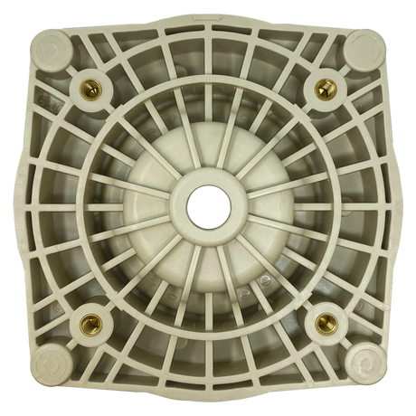 Almond replacement seal plate for Pentair pool and spa inground pump with center shaft opening and brass inserts