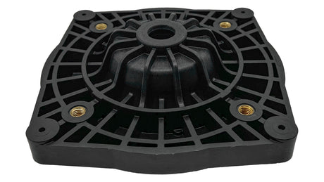 Black Pentair SuperFlo VS/VST sealplate with threaded brass inserts and central mounting hub