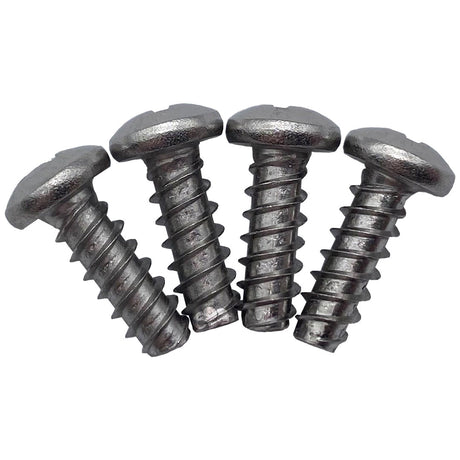 Four black mounting screws on a white background