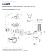 IntelliPro3/IntelliFlo3 VSF Strainer Pot Kit - Durable Black Housing, part 356347Z. Manufacturer reference diagram with item 33 circled; this listing is for the identified replacement part or kit only. Finish color is not represented.