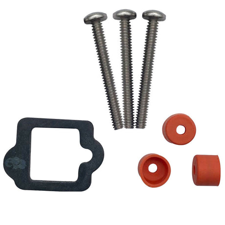 Pentair IntelliFlo VS pump drive kit parts with three screws, gasket, and orange rubber spacers