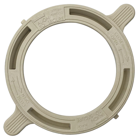 Beige pump clamp ring with alignment and close/open markings for IntelliFlo/WhisperFlo pump assembly