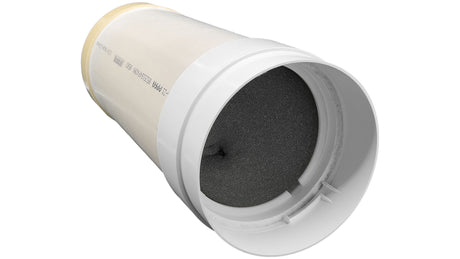 White pool side chlorine feeder with foam insert and threaded end cap