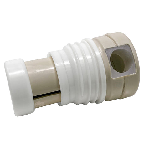 Light cream threaded cleaning head with white collar and side opening