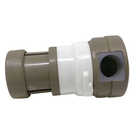 Caretaker 99 high flow cleaning head in pebble gold with white center section and side inlet opening
