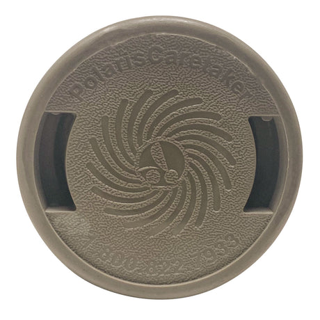 Round Pebble Gold Caretaker 99 high flow cleaning head with textured swirl design and side openings