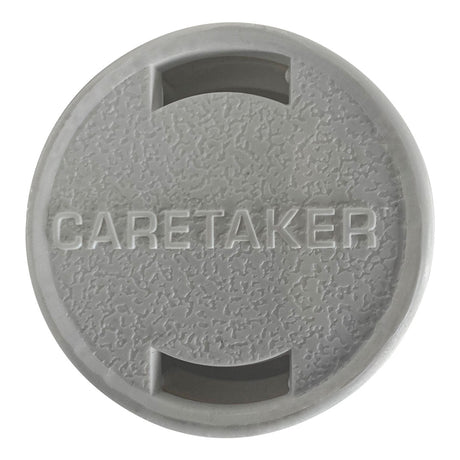 Caretaker 99 high flow cleaning head in bright white, round with embossed logo and dual openings