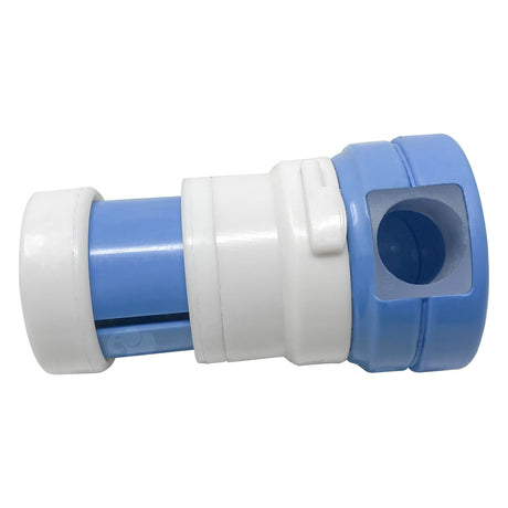 Carolina blue and white Caretaker 99 high flow cleaning head with round nozzle opening