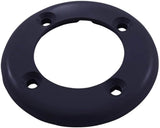 Dark blue round vinyl pool return faceplate with four screw holes.
