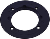 Dark blue vinyl pool return faceplate with screw holes