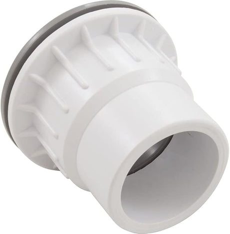 Gray fiberglass wall fitting with 1-1/2-inch socket and 2-inch spigot, nut, and gasket