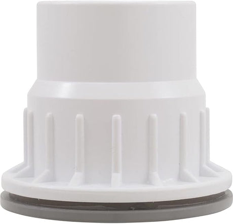 Gray fiberglass wall fitting with nut and gasket, 1-1/2 inch socket x 2 inch spigot