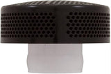 Black 2-inch equalizer suction fitting with perforated top and white base