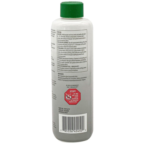Leisure Time Jet Clean spa and hot tub plumbing cleaner bottle, back label view with green cap