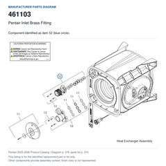 Pentair Inlet Brass Fitting | 461103