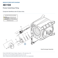 Pentair Outlet Brass Fitting | 461104