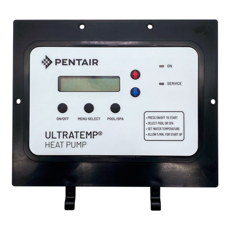 Pentair UltraTemp heat pump control board assembly with display and buttons.