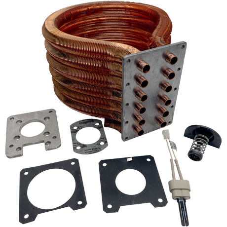 Pentair pool and spa heater tube sheet coil assembly replacement kit with copper coil, gaskets, and parts
