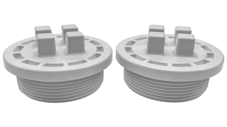 Two threaded skimmer plugs shown with QuikSkim Ultra 507302