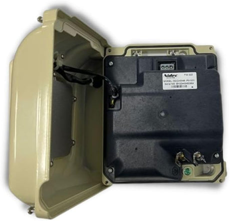 Pentair WhisperFlo and SuperFlo VST drive kit assembly with open beige enclosure and black control unit
