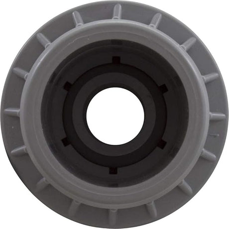 Gray fiberglass wall fitting with flush eyeball, round socket and spigot connector.