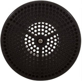 Black round suction cover with perforated grille and center screw