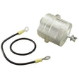 Raypak ProTek Shield kit with clear cylindrical housing, mounting screw, and black wire lead with ring terminals