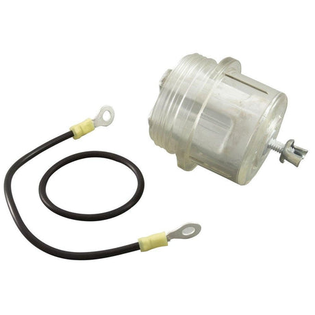 Raypak ProTek Shield kit with clear cylindrical housing, mounting screw, and black wire lead with ring terminals