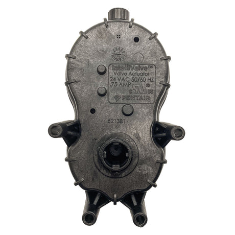 Pentair IntelliValve 24V valve actuator shown from the back with mounting points and drive socket