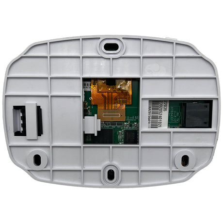 Back view of a white Pentair IntelliCenter indoor remote controller housing with exposed circuit board and mounting slots