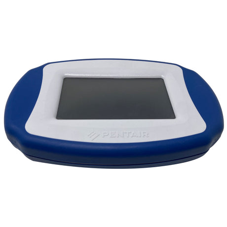 Pentair IntelliCenter wireless pool control remote with touchscreen display and blue protective case