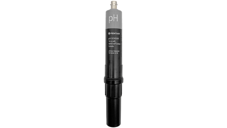 Pentair IntelliChem replacement pH sensor probe, black and gray plastic with metal connector